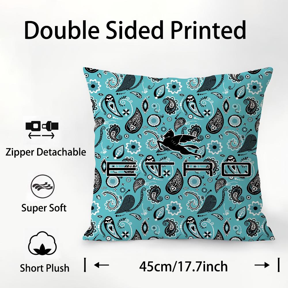 Design Classico E-Etro Federa Cuscino Tessuto Peluche Morbido Stampa Double Face Copricuscino Divano Copricuscini