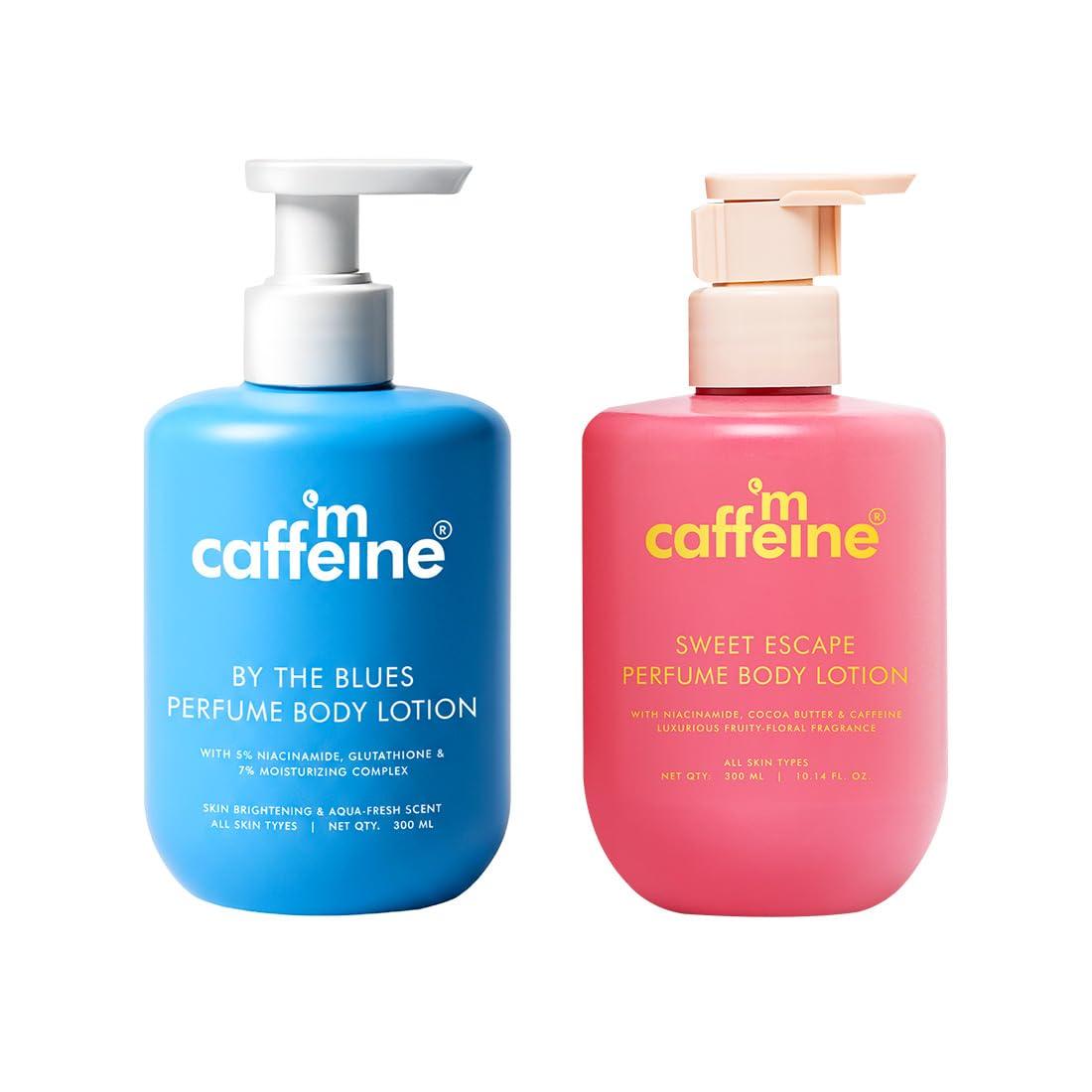 

mCaffeine Perfume Body Lotion Duo Brightening Moisturizing Lotion With Long Lasting Fragrance Lightweight Hydration For Smooth Skin 300 ml X Pack Of 2