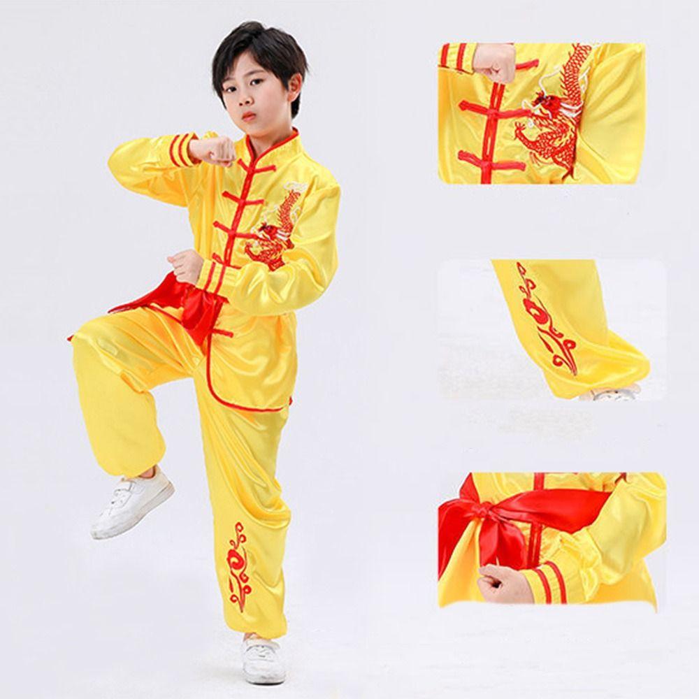 Traditional Wushu Costume Long Sleeves Tai Chi Uniform Fashion Kungfu Uniform  Kids Boys Girls