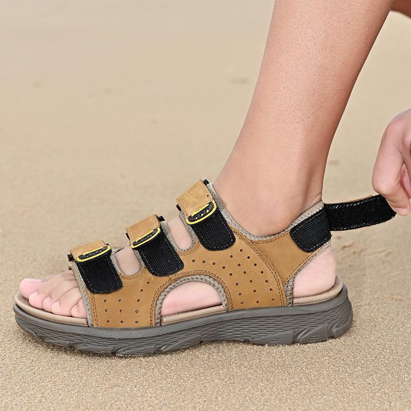 Chaussures d'Été pour Hommes Sandales pour Hommes Antidérapantes Chaussures d'Été d'Extérieur Sandales de Luxe en Cuir Véritable Pantoufles de Plage Décontractées Haute Qualité