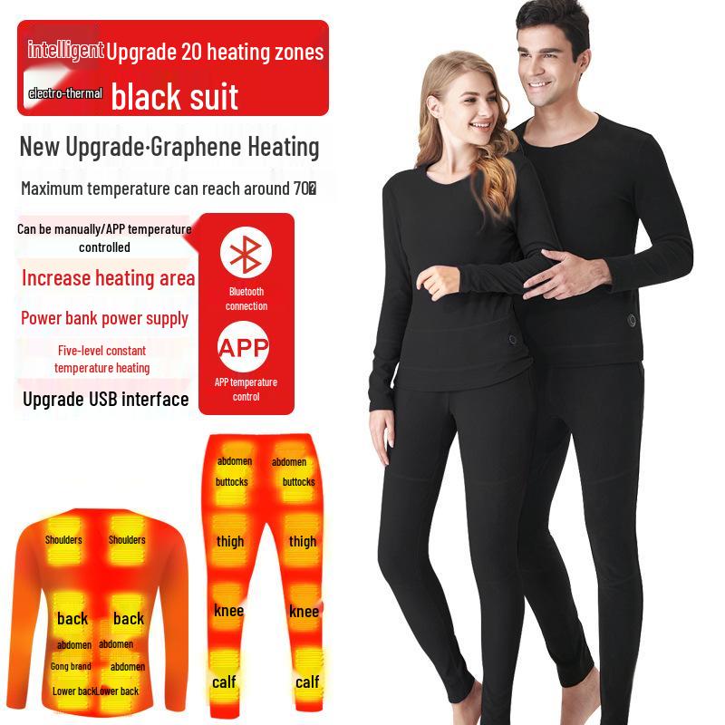 Winter Graphen USB Beheiztes Unterwäsche-Set für Herren & Damen: Intelligente elektrische Wärmekleidung