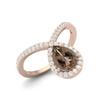 Delicate Tear Drop 7X5mm Pear Smoky Quartz 925 Sterling Silver Rose Vermeil Solitaire Women Wedding Ring