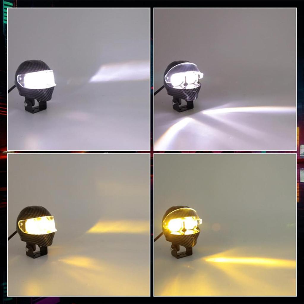 Motorcycle LED Fog Lights Waterproof LED Spotlight Helmet Shape Double Color Flash Motorcycle Work Light For Road Touring