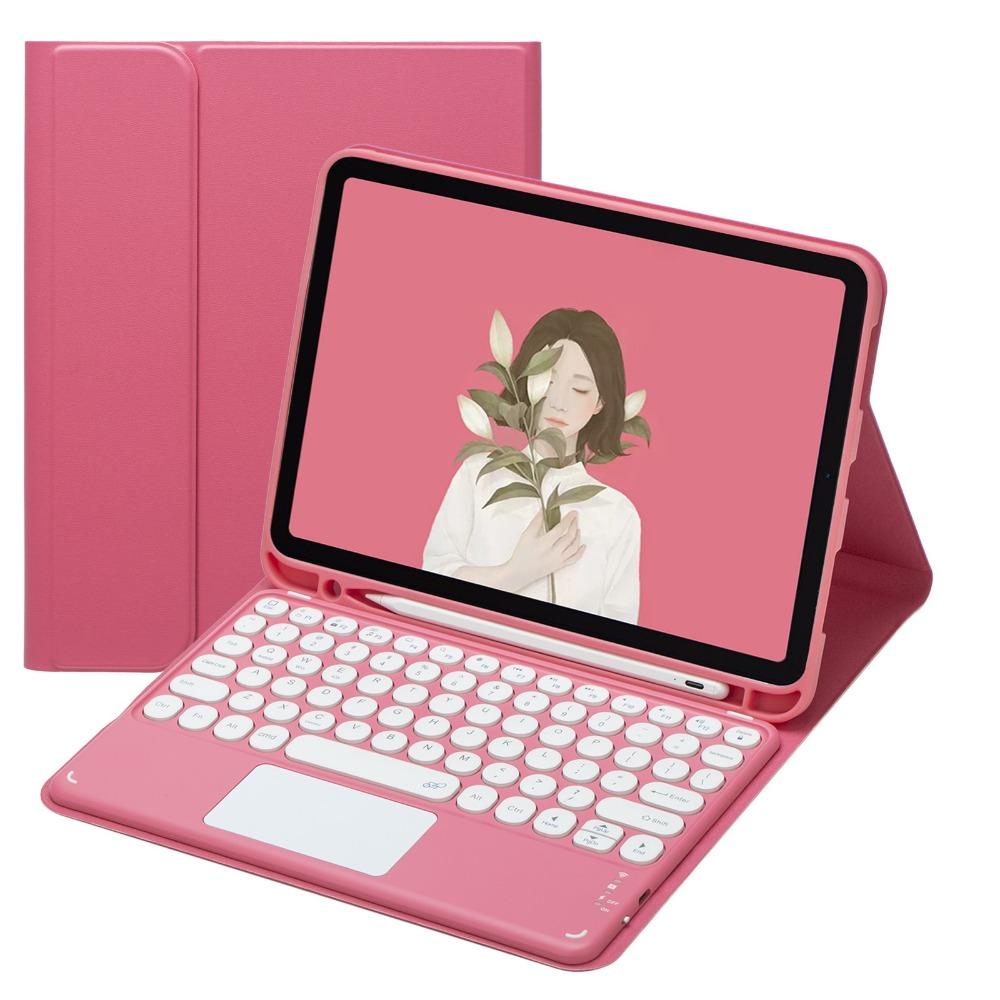 Leather Keyboard Case for iPad Air 5 Mini 6 with Bluetooth Touch Control 110 97 Inch Round Keycap M4 Cover