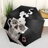 1pc Coffee Skull Fashionable Auto Opening/Closing Folding Umbrella with 8 Bones, Windproof Portable, Daily Use113