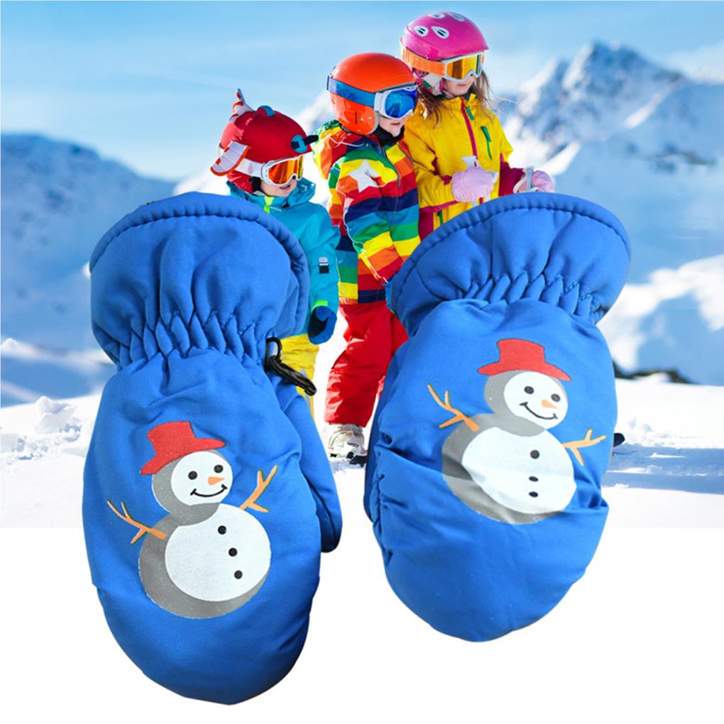Kids Ski Gloves Warm Children Full-Fingers Non-slide Winter Mittens Cartoon Waterproof Hand Warmer Outdoor Riding Girls