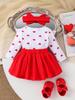Romper-Set mit rotem Herzmuster und langen Ärmeln für Mädchen