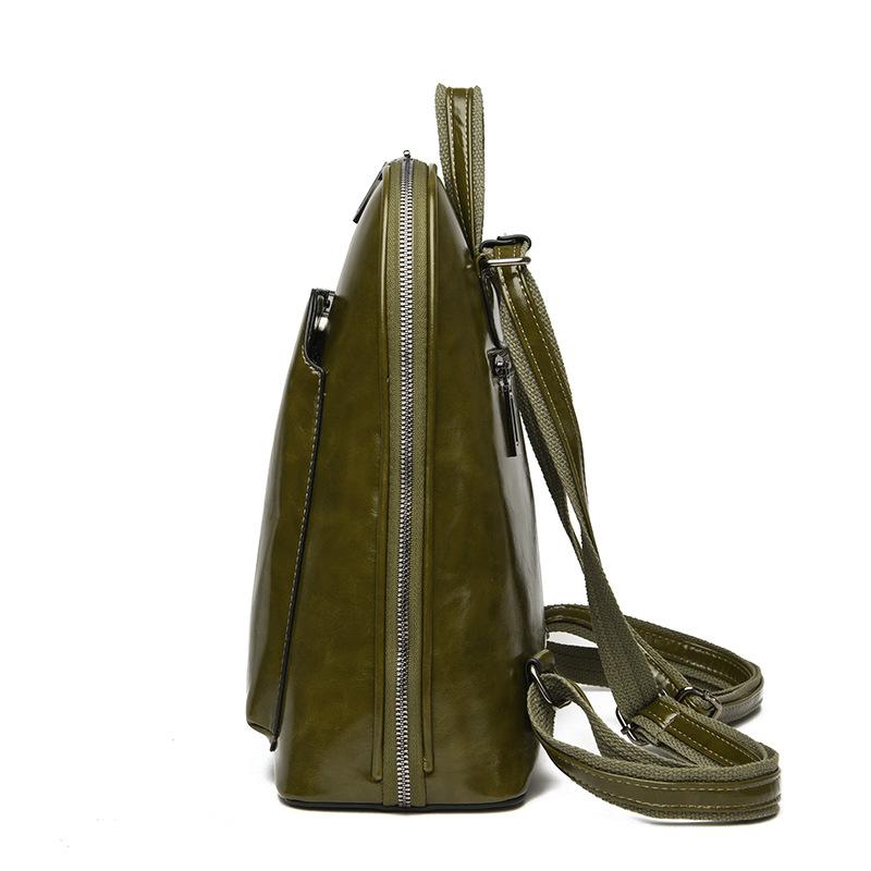 New Backpack Fashionable Oil Wax Leather Backpack Women's Retro Schoolbag Student Bag European and American Backpack
