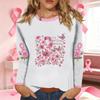 Women's Fashion Casual Long Sleeve Neck Top with Ribbon Print