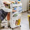 Removable Storage Shelf Desk Side Bookshelf Bookcase Shelves with Wheels Storage Rack Hanging Desk Side Kitchen Food Trolley