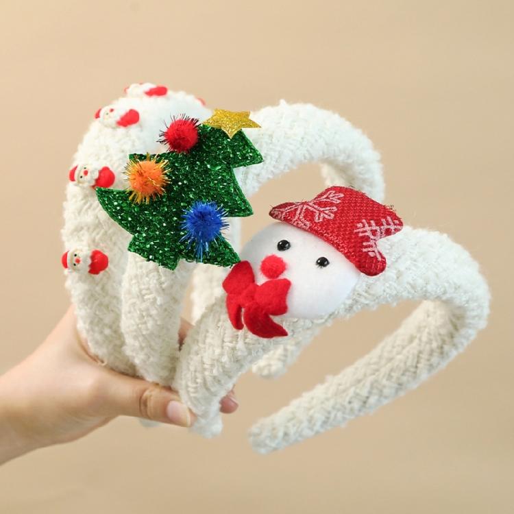 Santa Hair Hoop Snowman Christmas Tree Headband with Glitter for Party