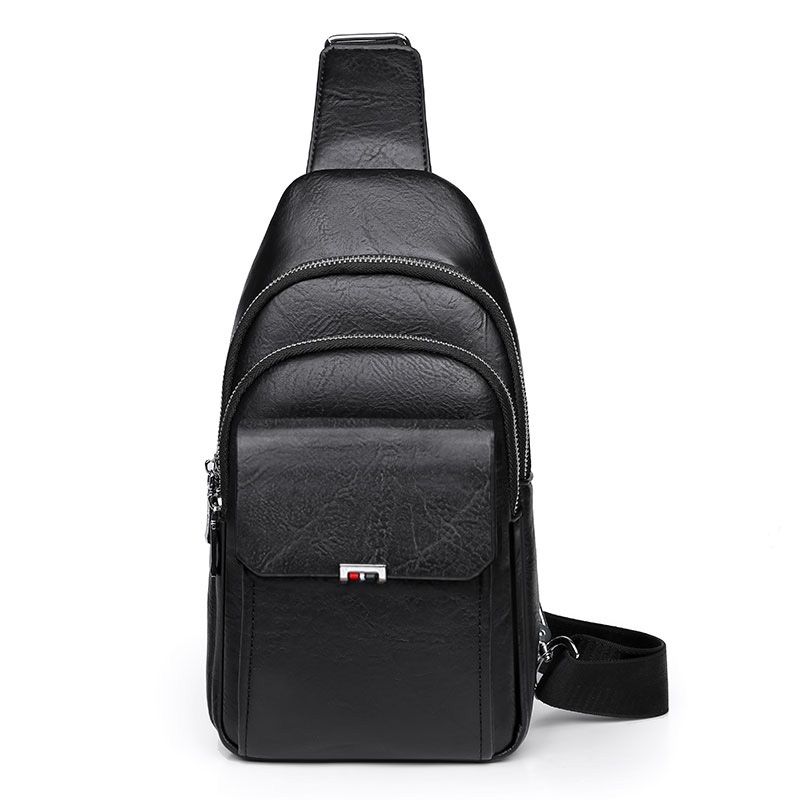 

Men Chest Bag Shoulder Crossbody Small Backpack Retro Two-Layer Cowhide Small Bag Men s Fashion Casual Chest Crossbody Bag 6099 Black