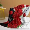 3D Red Roses Floral Blanket Black White Splice Pattern Warm Cozy Soft Throw Blanket for All Season for Couch Sofa Bed