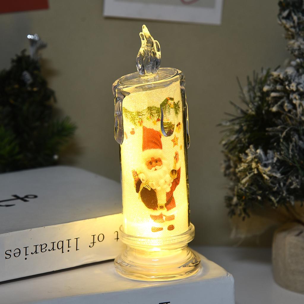 Christmas Simulation Candle Lights, Printed LED Electronic Candles, Festival Atmosphere Decor Ornaments