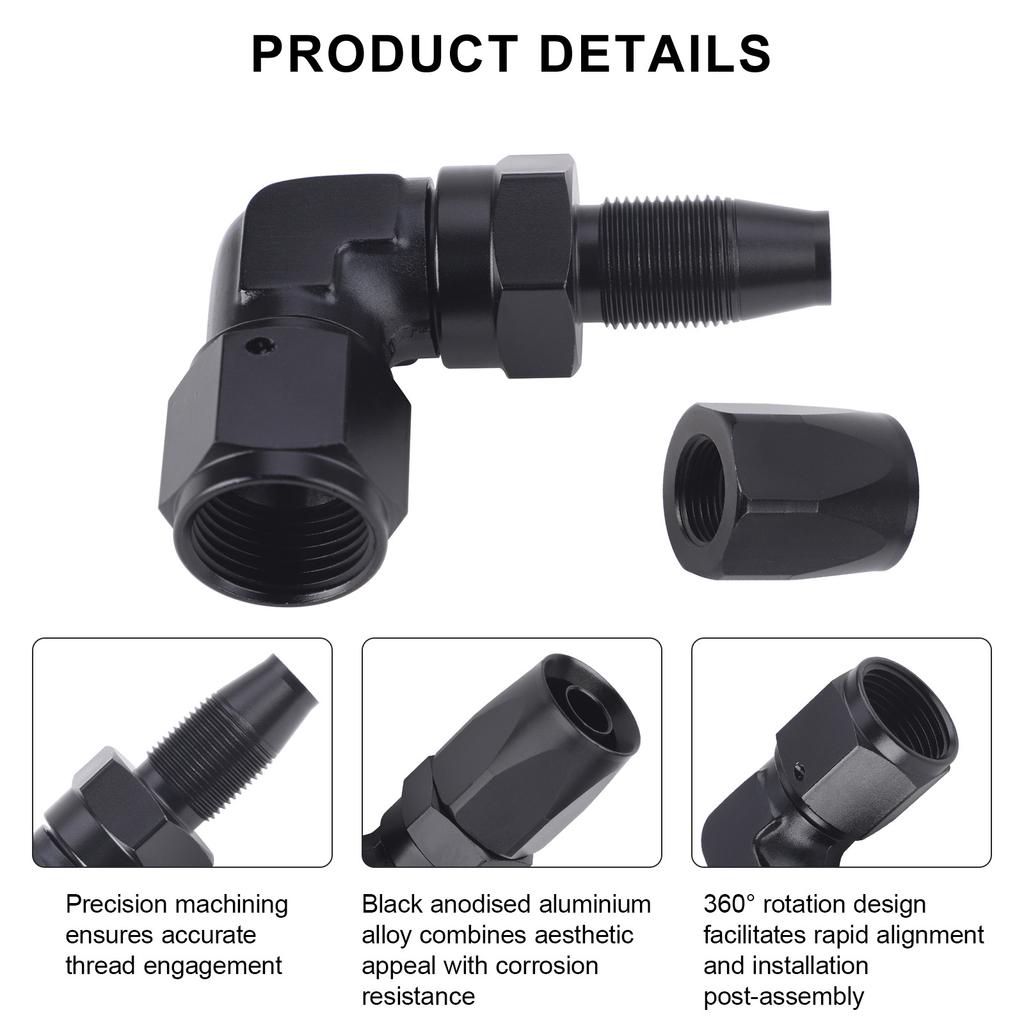Aluminium 45 Degree 90 Degree 2 PCS Hose End Fitting Swivel Adapter AN4 AN6 AN8 AN10 For Oil Fuel CPE Line Car Oil Cooler Kit
