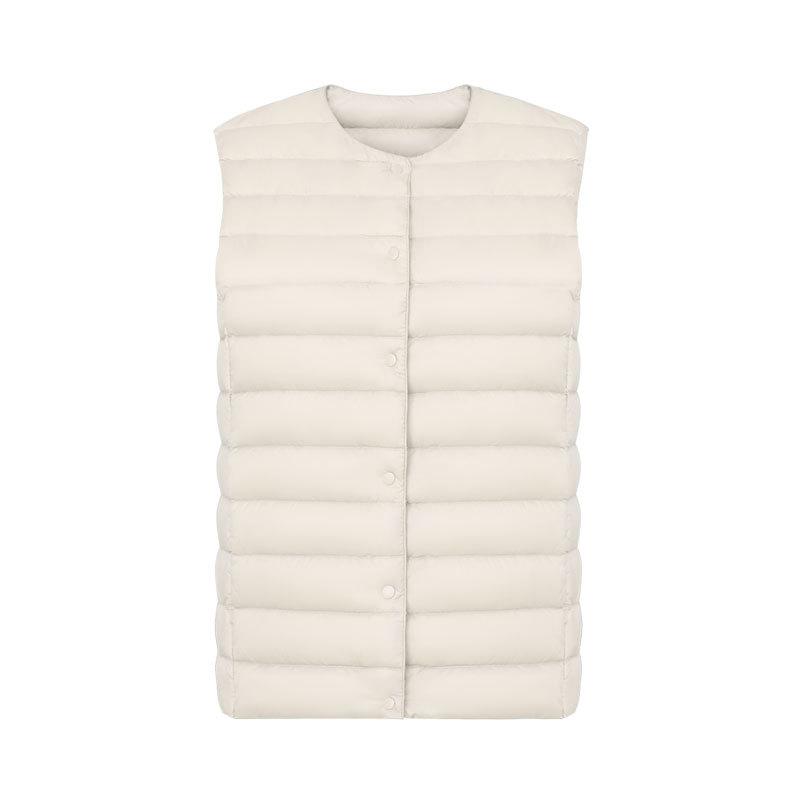 2024 Women's 90 Velvet Women's Crew Neck V-Neck Lightweight Garden Ribbon Liner Down Jacket Vest Vest Large Size