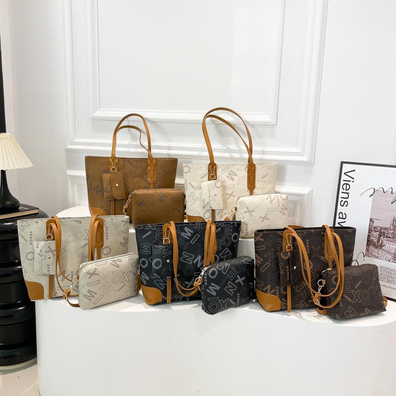 Retro letter three-piece spring new large-capacity fashion hand-held underarm tote shoulder bag women