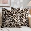 Leopard Print Throw Pillow Cover 45x45 Size Shaggy Pillow Case Faux Fur Pillowcase  Sofa Decor