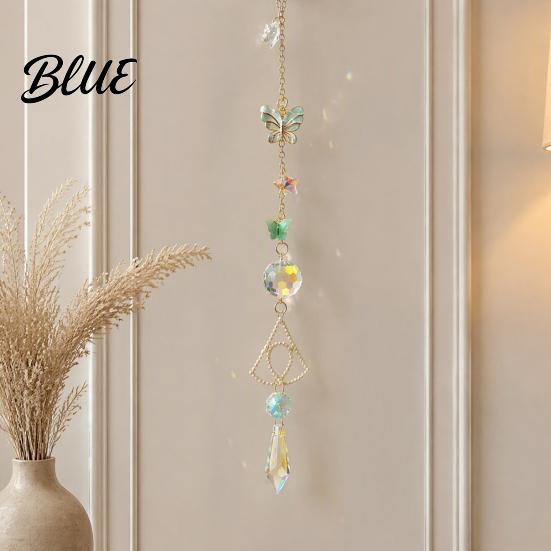 Indoor Outdoor Hanging Decoration Butterfly Crystal Suncatcher Wind Chime Rainbow Maker Prism Ornament Elegant Room Decor Pendant for Home Balcony,