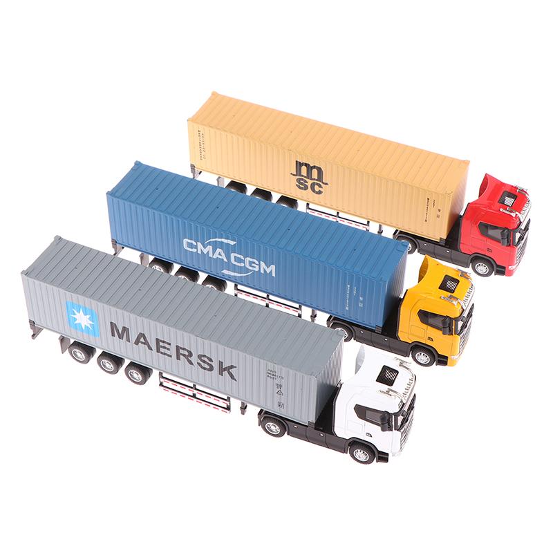 1:36 Diecast Alloy Truck Toy Container Pull Back With Light Transport Vehicle