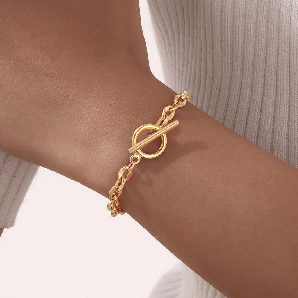 White Zircon Heart Shape Box Bracelet for Women Stainless Steel Gold Color Lip Chain OT Buckle Love Pendant Bracelets Jewelry