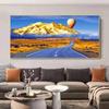 Nordic Hot Air Balloon Golden Mountain Road Canvas Painting Landscape Posters and Prints Wall Art Pictures Home Decor No Frame