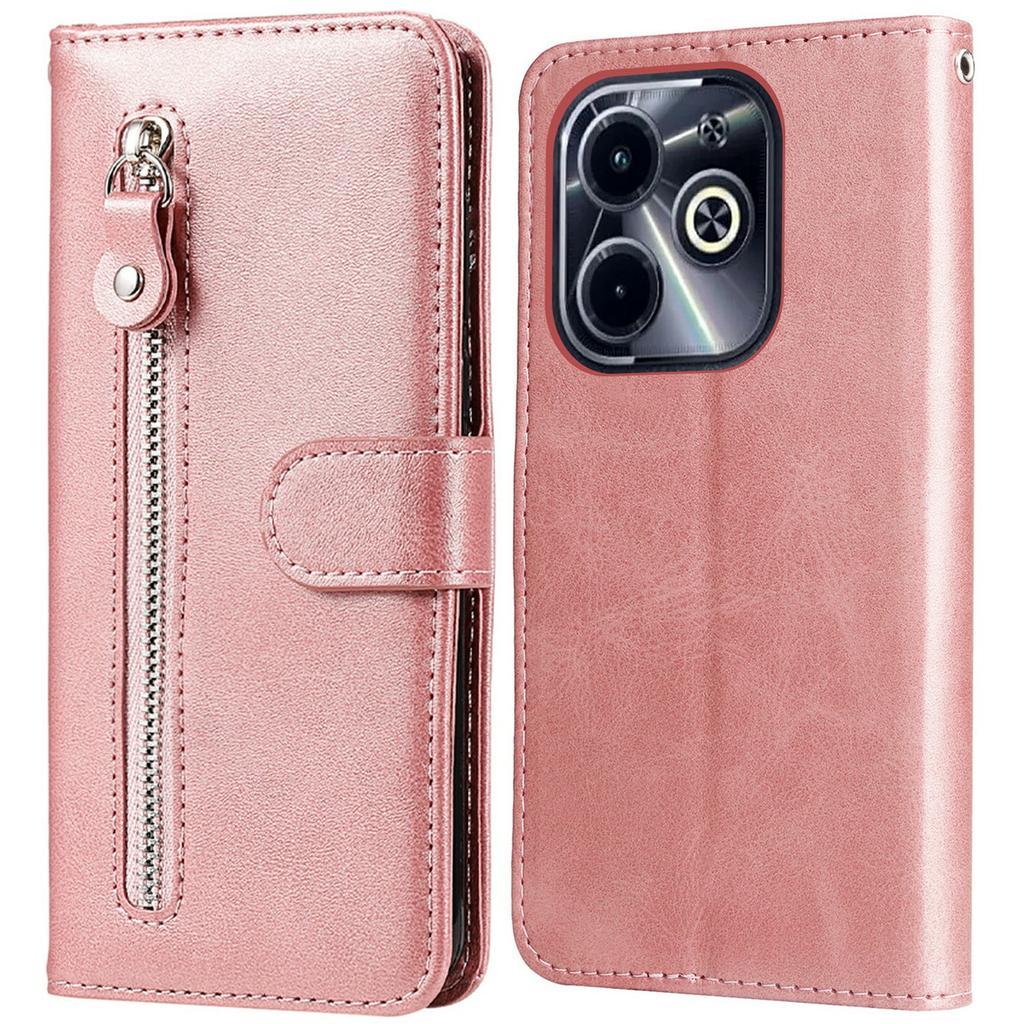 Zipper Wallet Case for Infinix Smart 8 Plus/Smart 8 Pro 4G/Smart 8 4G/Hot 40i/TECNO Spark 20/Spark Go 2024 4G Leather Cover