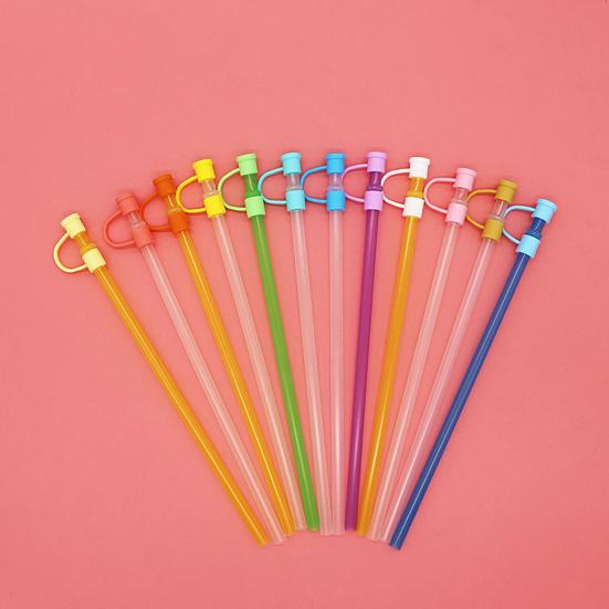 24 ks Kryt na brčko 8mm Jednobarevný Potravinářský Silikon Opakovaně použitelný Prachotěsný Univerzální Skleněný Kryt na špičku brčka Kuchyňské potřeby