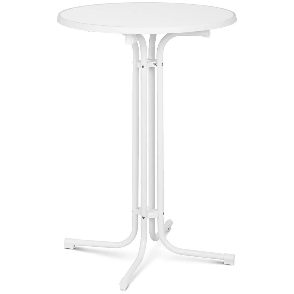 Table, Round, High, Foldable Bar Table, Diameter 80 Cm, Height 110 Cm, White