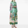 2026 Cross-border Foreign Trade European and American Women's Wear Spring New Printed Lapel Lantern Sleeve Waist-Cinching Dress 661