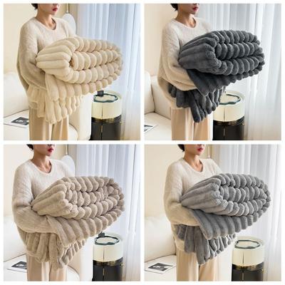 New Double Sided Warm Blanket Warm Breathable Throw Blanket Solid Color Skin-Friendly Conditioning Quilt
