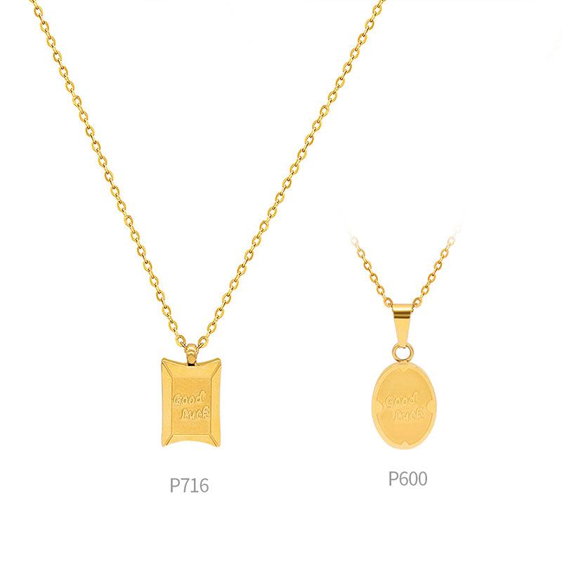 Fashion Commuting Versatile Trendy Oval Brand Square Brand Pendant Necklace Niche Design