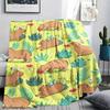 1Pc Capybara Print Flannel Blanket, High Quality Comfortable for All Seasons, Home Decor, Warmth and Comfort, Perfect for Christmas Gifts