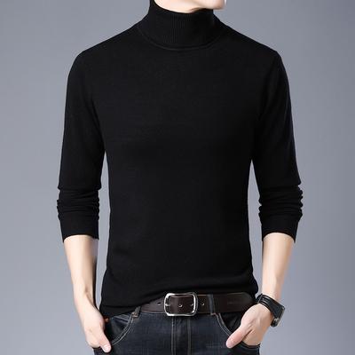 Spring and Autumn Fashion Casual Men's Sweater Semi High School Collar Men's Knitted Base Sweater Pullover Slim Fit Solid Color Sweater Undershirt