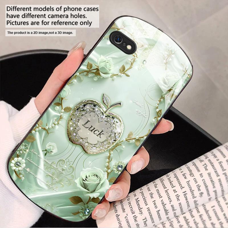 Lucky and Romantic Love For iPhone 17 16 15 14 13 Plus 12 Mini 11 Pro Max XR Xs Max X 7 8 6S 22 20 Elliptical Glass Phone Case