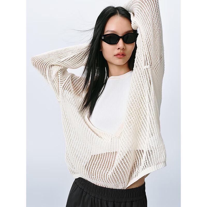 PEACEBIRD Women's Hollow Knit Two-Piece Cardigan Set