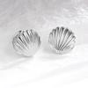 Vintage Metal Shell Stud Earrings for Women Punk Silver Texture Geometric Irregular Ear Buckle Jewelry Party Gift