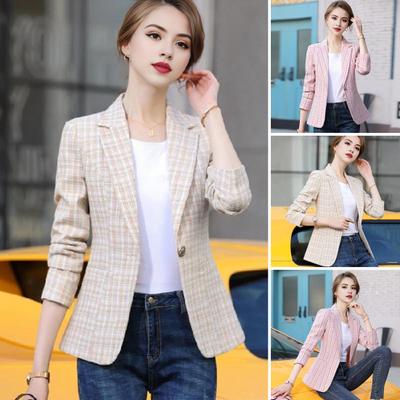 Spring Autumn Suit Coat Women Lapel Long Sleeve Slim Fit Single Button Suit