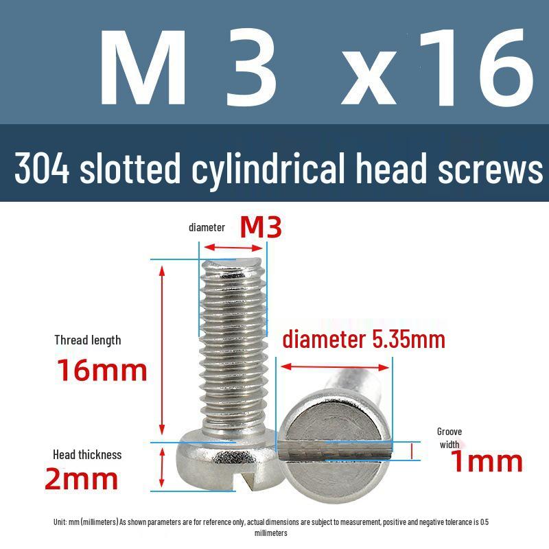 Yigu 304 Stainless Steel Slotted Pan Head Screws M1.6-M10