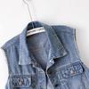 Women's Retro Pleated Denim Vest - Sleeveless Casual Top for Spring/Autumn Dresses, 2025 Gilet