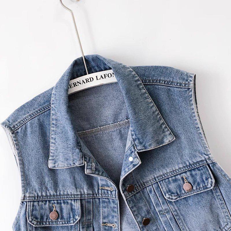 Women's Retro Pleated Denim Vest - Sleeveless Casual Top for Spring/Autumn Dresses, 2025 Gilet