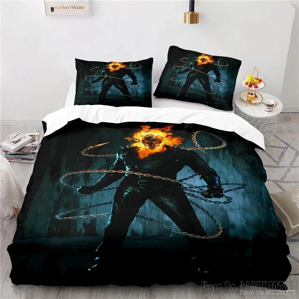Twin Full Queen King Love Chost Rider Duvet Cover Set HD Comforter Cover Bedclothes for Kids Bedding Sets Bedroom Decor