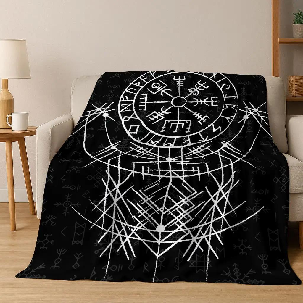 Nordic Viking Warrior Valhalla Valknut Rune Flannel Blanket  Soft Cozy Throw for Bed Sofa Home or Gift 100cmx150cm
