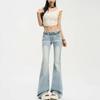 Lace Big Yards Light Blue Micro Flare Jeans Female Lace Low Waist Not Sticky Legs Skinny Straight Trousers Jeans for Women Long Denim Pants