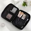 1pc Waterproof Black Travel Makeup Bag – Portable Cosmetic Organizer with Mesh Pockets & Zippered Compartments for Brushes, Makeup Travel Bag