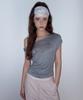 ROLAROLA Lettering Drape Off Shoulder T-Shirt Gray