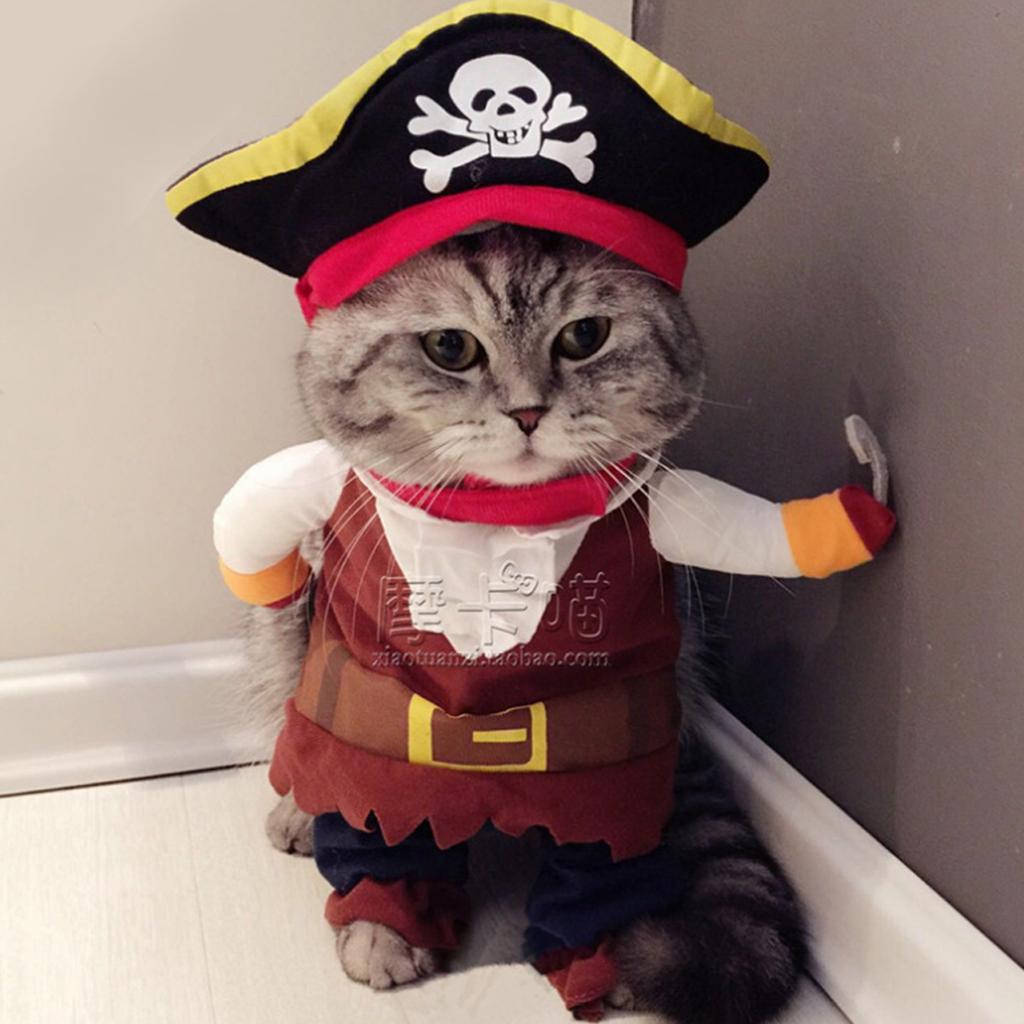 Polyester Cute Durable Pet Halloween Clothes Pirate Funny Costume Dress Up for Cats Dogs(S)