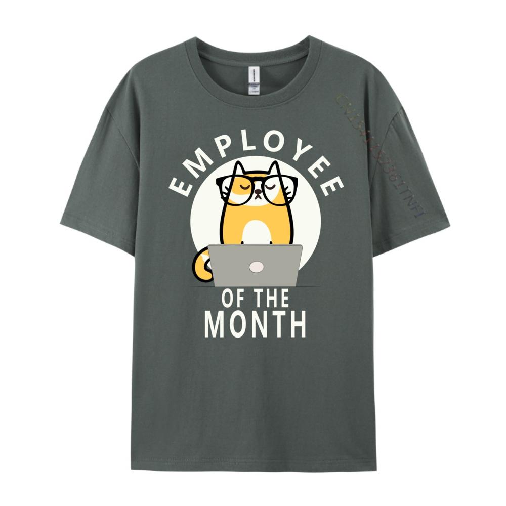 Funny Employee Of The Month Work From Home Cat Computer Designer Clothes Men Youth Limited Time Special White T Shirt