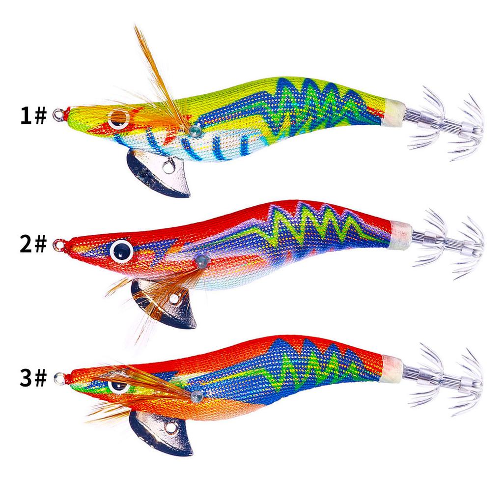 1PCS  Octopus Bait Wood Shrimp Lures 10.5cm 12.2g Squid Hook Sea Lifelike Artificial Tackle