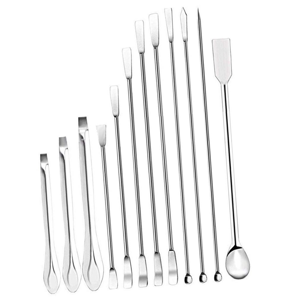 12Pcs Laboratory Spatula 304 Stainless Steel Multifunctional Sampling Scoop Experiment Supplies